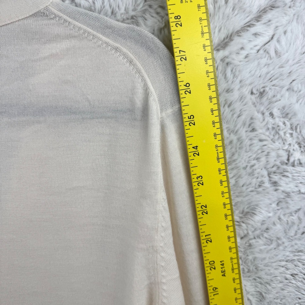 Banana Republic Cardigan Womens Large Ivory Merino Wool V-Neck Button Pockets - Picture 10 of 12